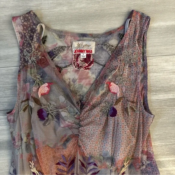 Johnny Was Multicolor Floral Midi Dress - Picture 3 of 5